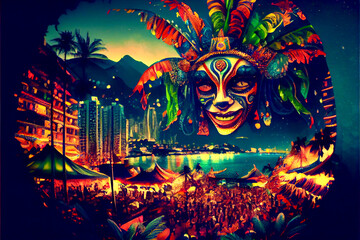 Wall Mural - Generative AI render of the carnival in Rio