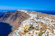 Aerial view of Imerovigli village on Santorini island, Greece.