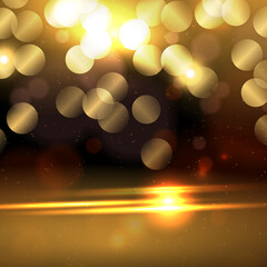 Wall Mural - Circles of golden color with a bright flash on a black background