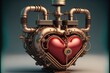 Heart as a steam motor with pipes going out and in, created with Generative AI technology