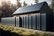 House fence made of solar panels, created with Generative AI technology