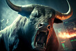 the bull heralds the stock rally and the stockholders buy on the stock exchange generative ai