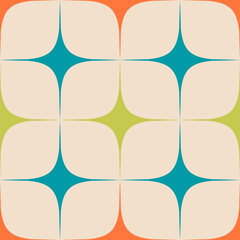 50s Mid Century Modern Seamless colorful Pattern. Retro vintage abstract geometric background