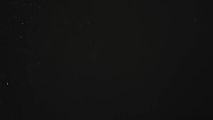 Slow motion real dust particles floating in the air with natural sunlight over black background