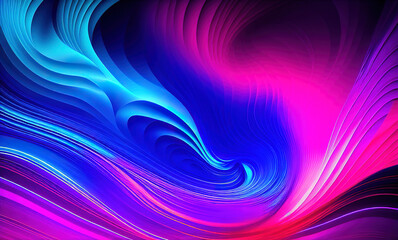 Wall Mural - Abstract blue purple neon wavy background . Generative AI