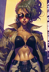 Wall Mural - portrait of a sci-fi cyberpunk girl. high-tech futuristic woman from the future. the concept of virt