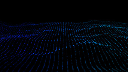 Aufkleber - Wave of dots and weave lines. Abstract background. Network connection structure. 3d rendering.