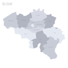 Belgium Political Map Of Administrative Divisions - Provinces. Grey Vector Map With Labels.