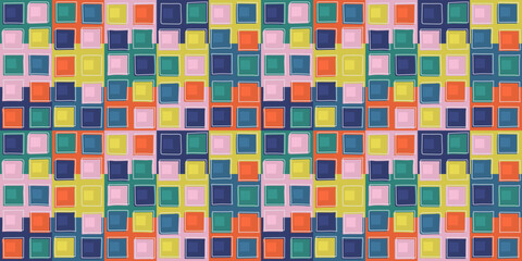 Poster - Colorful and mosaic cube tile.Texture multicolored for print and stylish illustration. Seamless vector for application on pillows, textiles or wallpapers.