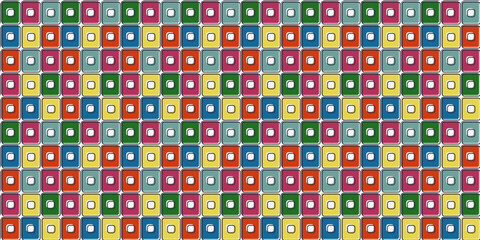 Poster - Cube tile.Texture multicolored for print and stylish illustration. Seamless vector for application on pillows, textiles, wallpapers, clothes, notebooks, cups and other interiors.