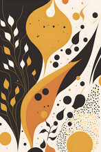 Abstract Illustration Of Organic Pattern, Minimalist Forms And Muted Colors. Avant Garde And Art Nouveau Influence. Generative AI.