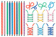 Colorful shoelaces flat icons set. Different colors laces for sneakers. Knot with bow. Thin cord for fastening shoes