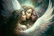 archangels kissing a girl on earth