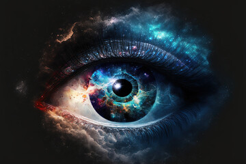 Galaxy in the eye. Futuristic art	