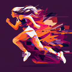 Wall Mural - Runner, woman running, speed