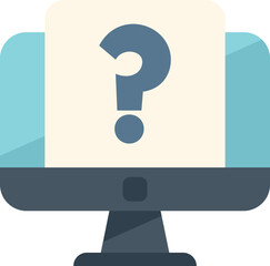 Sticker - Question monitor icon flat vector. Creative problem. Teamwork challenge isolated