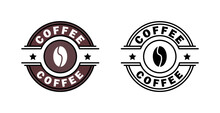 Coffee Bean Brand Logo Badge Label Stamp Circle 
