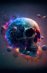 Sticker - Skull and Planets