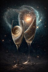 Sticker - two glasses of champagne