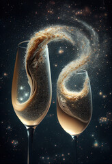 Wall Mural - champagne and fireworks