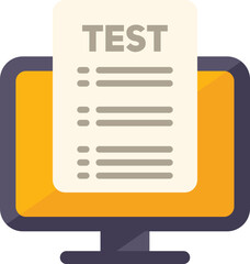 Poster - online pc test icon flat vector. paper check. sheet survey isolated