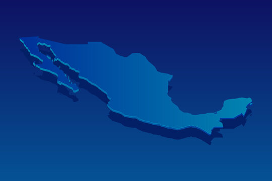 map of Mexico on blue background. Vector modern isometric concept greeting Card illustration eps 10.