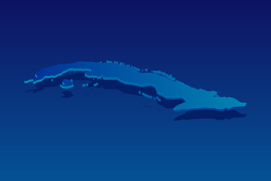 map of Cuba on blue background. Vector modern isometric concept greeting Card illustration eps 10.