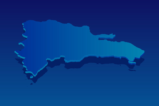 map of Dominican Republic on blue background. Vector modern isometric concept greeting Card illustration eps 10.