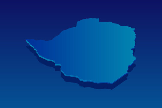 map of Zimbabwe on blue background. Vector modern isometric concept greeting Card illustration eps 10.