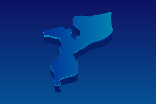 map of Mozambique on blue background. Vector modern isometric concept greeting Card illustration eps 10.