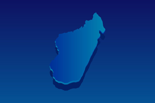 map of Madagascar on blue background. Vector modern isometric concept greeting Card illustration eps 10.