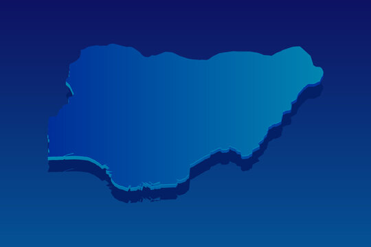 map of Nigeria on blue background. Vector modern isometric concept greeting Card illustration eps 10.
