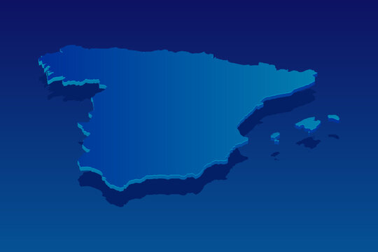 map of Spain on blue background. Vector modern isometric concept greeting Card illustration eps 10.