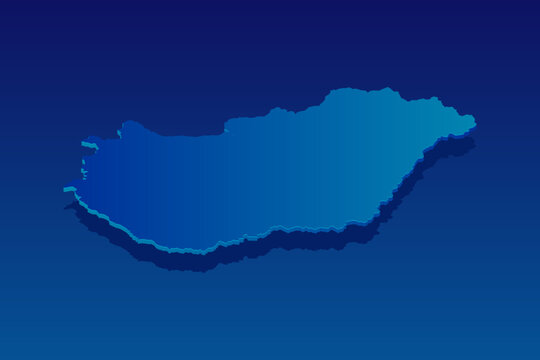 map of Hungary on blue background. Vector modern isometric concept greeting Card illustration eps 10.