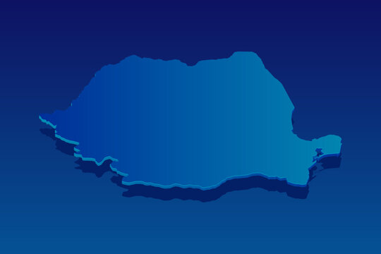 map of Romania on blue background. Vector modern isometric concept greeting Card illustration eps 10.