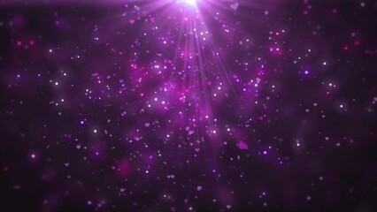 Fototapete - Valentine day glow particle festive of bokeh, sparkles, flowing 4K loop motion. Abstract romance futuristic with lens flare background.