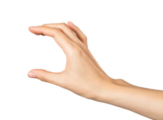 Wall Mural - hand pointing at screen on background. png format file.