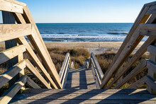Boardwalk Beach Access Leading To The Ocean In Indian Beach North Carolina