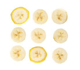 Sticker - sliced peeled banana in transparent png