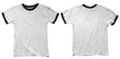 Wrinkled blank white ringer t-shirt template, front and back design