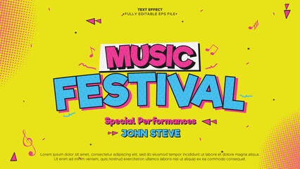 Poster - music festival funny theme text effect with groove and pop style