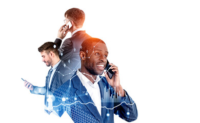 Poster - Businessmen work together having conference call talking about t