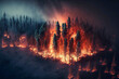 Drohnenaufnahme von einem Waldbrand wegen dem Klimawandel und der Erderwärmung
