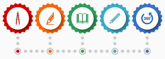 Leinwandbilder - Education vector icons, school flat design web badges collection, business infographic template