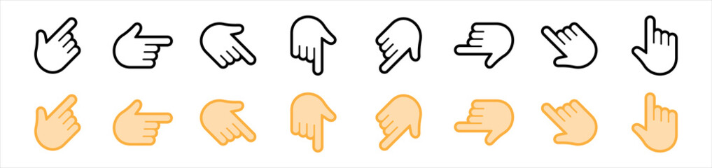 Fototapete - Hand clicking icon. Pointer cursor сomputer mouse symbol. Clicking cursor, pointing hand clicks vector. Click cursor, vector illustration