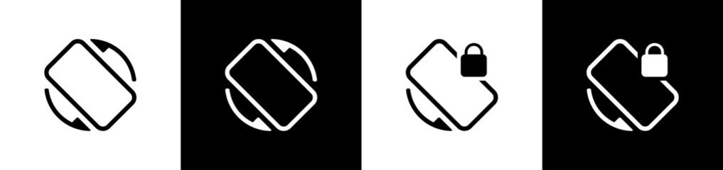 Poster - Rotate Mobile phone with lock key icon. Rotate Mobile phone symbol. Device rotation signs vector illustration.