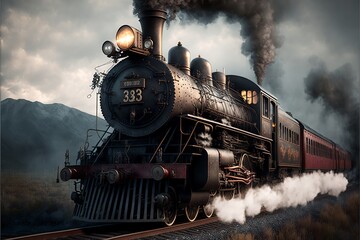 Good old steam train locomotive