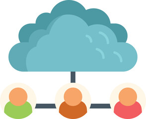Poster - Data cloud icon flat vector. Crm system. Client software isolated