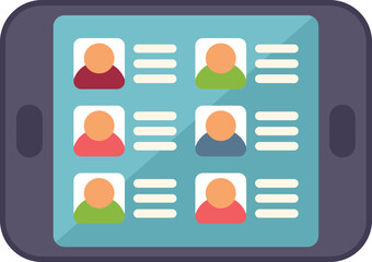Poster - Tablet database icon flat vector. Platform access. Custom marketing isolated