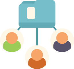 Poster - Network database icon flat vector. Platform system. Client consumer isolated